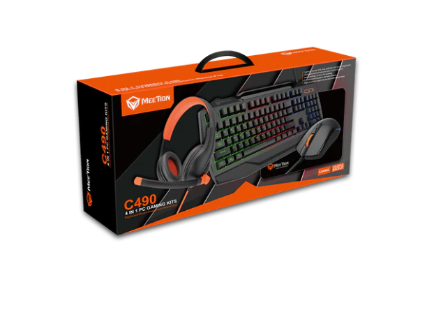 4 en 1 Meetion C490 Clavier, souris, casque et tapis de souris – QUERTY