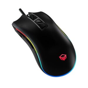 Meetion Souris de jeu filaire rétroéclairée par LED RVB MT-G3330 noire, 8+1 commutateurs macro programmables, jusqu'à 8 000